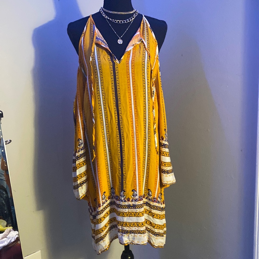 Cold Shoulder Border Print Dress🍂🌞